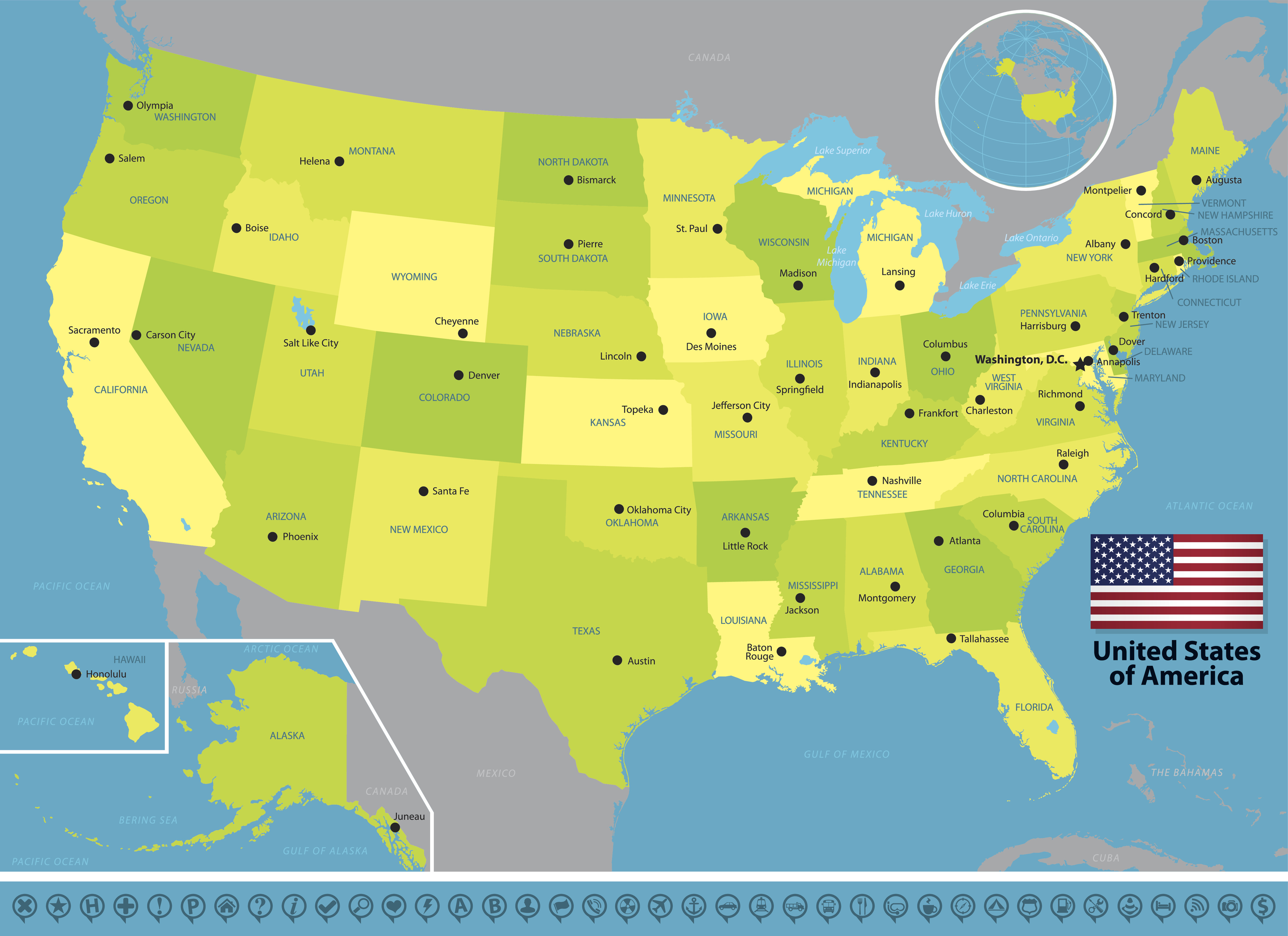 Usa States States And Capitals United States Map Map Of American States ...